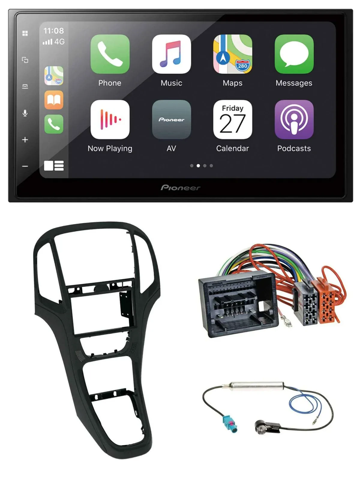 Автомагнитола Pioneer 2-DIN MP3 Bluetooth DAB USB для Opel Astra J (с 12/2009) черный перламутровый