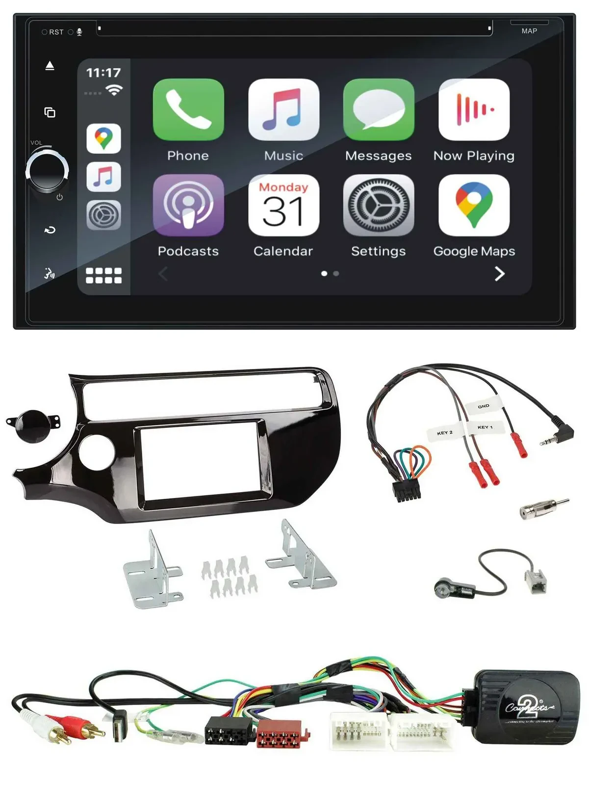 Blaupunkt DAB USB Bluetooth Lenkrad 2DIN TMC Navigation für Kia Rio UB ab 2015 p