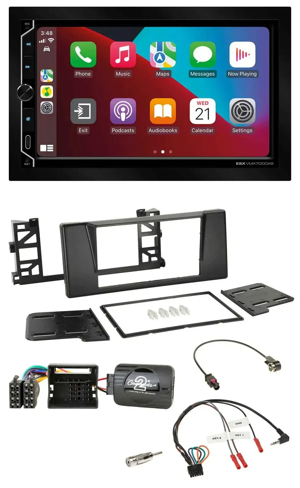 ESX 2DIN DAB USB Lenkrad Bluetooth Autoradio für BMW 5er E39 01-03 Quadlock