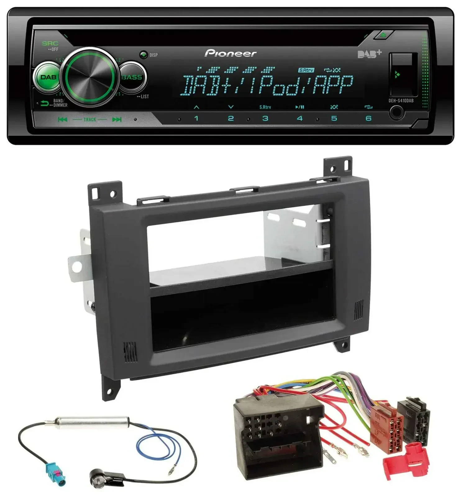 Автомагнитола Pioneer USB MP3 DAB AUX CD для Mercedes Vito/Viano (2006–2014) Rubbertouch
