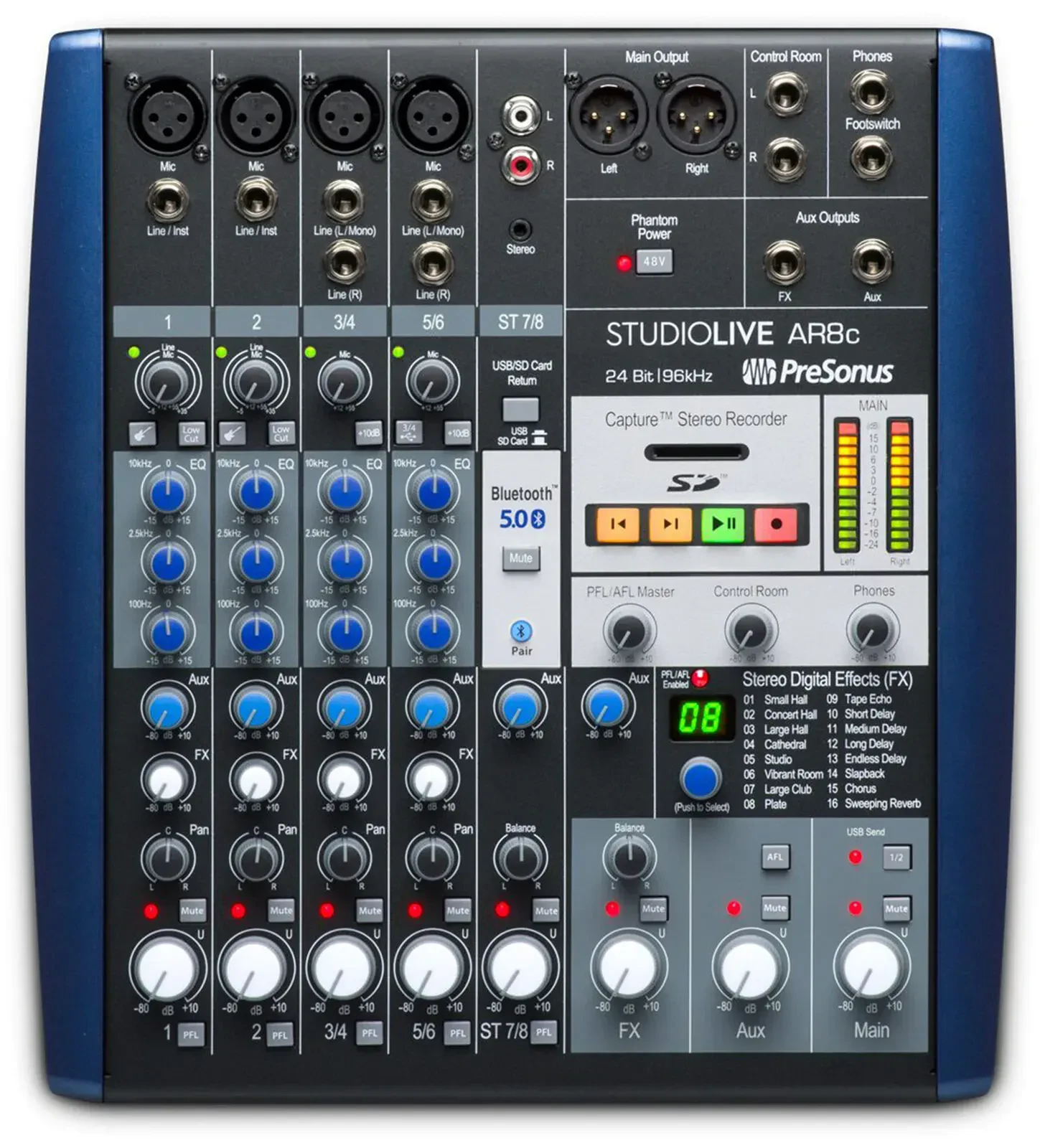Аналоговый микшер PreSonus StudioLive AR8 8-канальный с USB-аудиоинтерфейсом