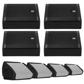 RCF NX 10-SMA 10" Active Powered Coaxial Stage Monitor Speakers 4-Pack w Covers