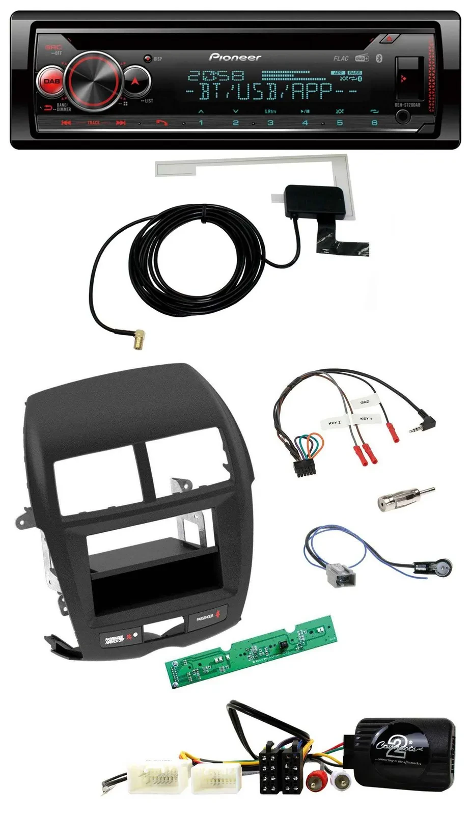 Автомагнитола для Mitsubishi ASX 2010–2014 Pioneer DAB, CD, USB, Bluetooth, совместимая с кнопками на руле