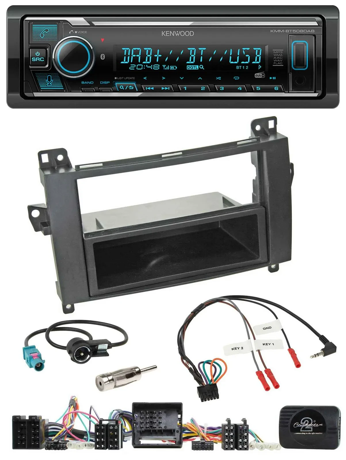 Kenwood Bluetooth Lenkrad DAB USB Autoradio für Mercedes A-Klasse W169 B-Klasse