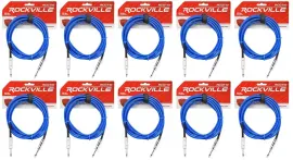 Инструментальный кабель Rockville RCGT10BL Blue 3 м (10 штук)