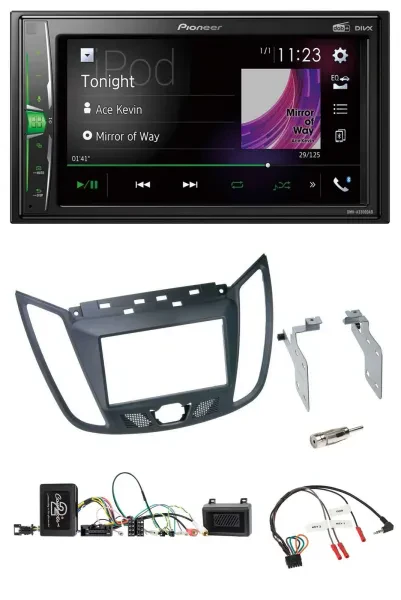 Pioneer 2DIN Lenkrad DAB USB Bluetooth Autoradio für Ford C-Max ab 2011 grau