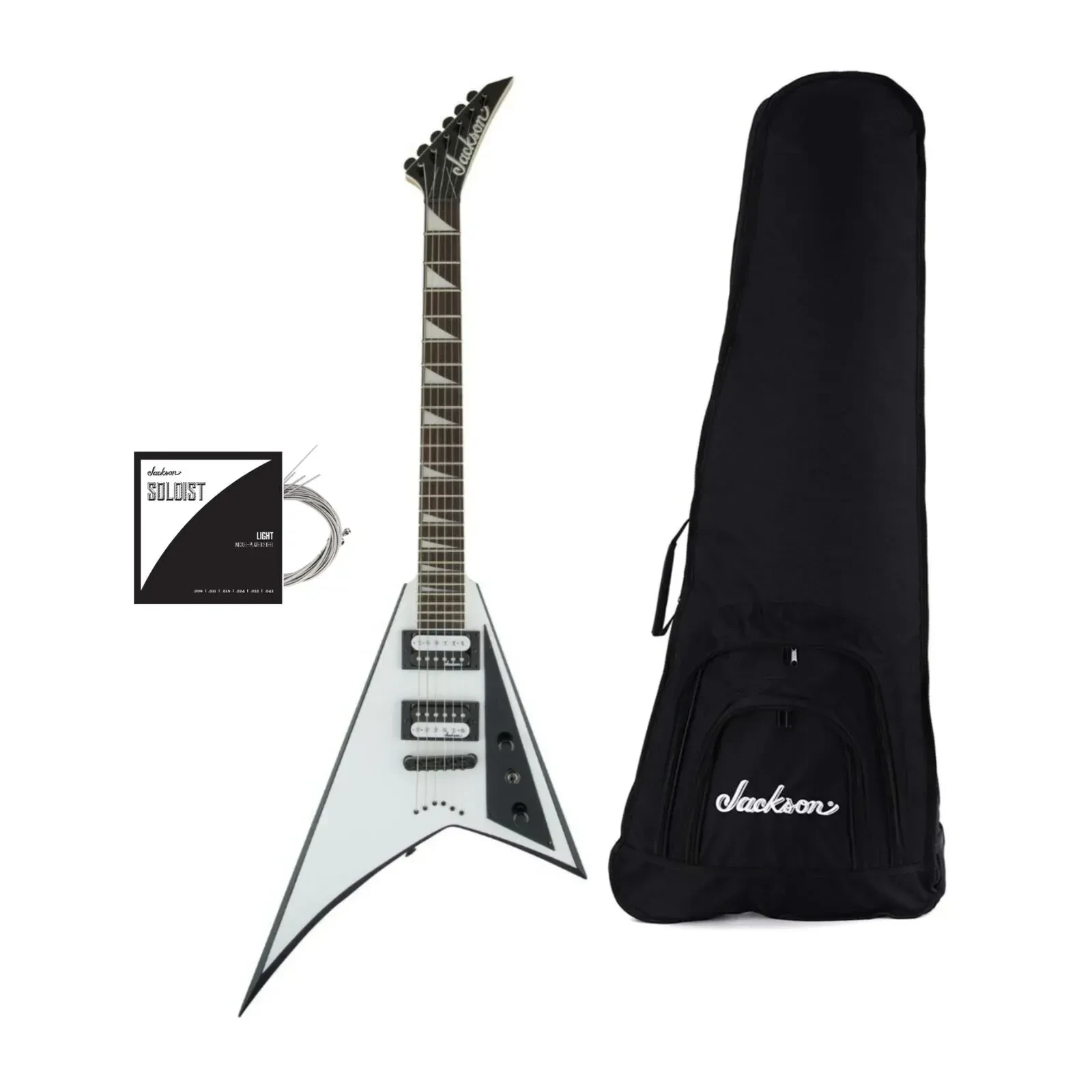 Jackson JS Series Rhoads JS32T Electric Guitar (White, Black) with Bag Bundle