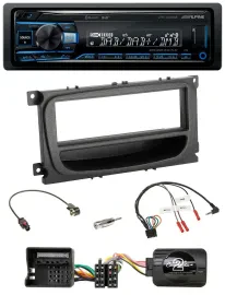 Alpine USB Bluetooth DAB Lenkrad Autoradio für Ford Mondeo S-Max 07-14 schwarz A