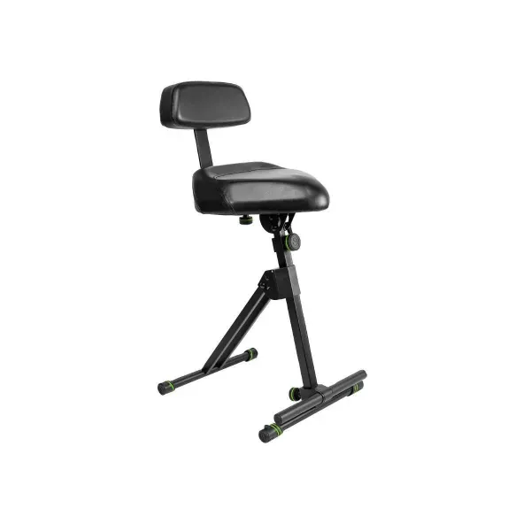 Gravity FM SEAT1 BR Height Adjustable DJ Drum Piano Stool w Foot and Backrest