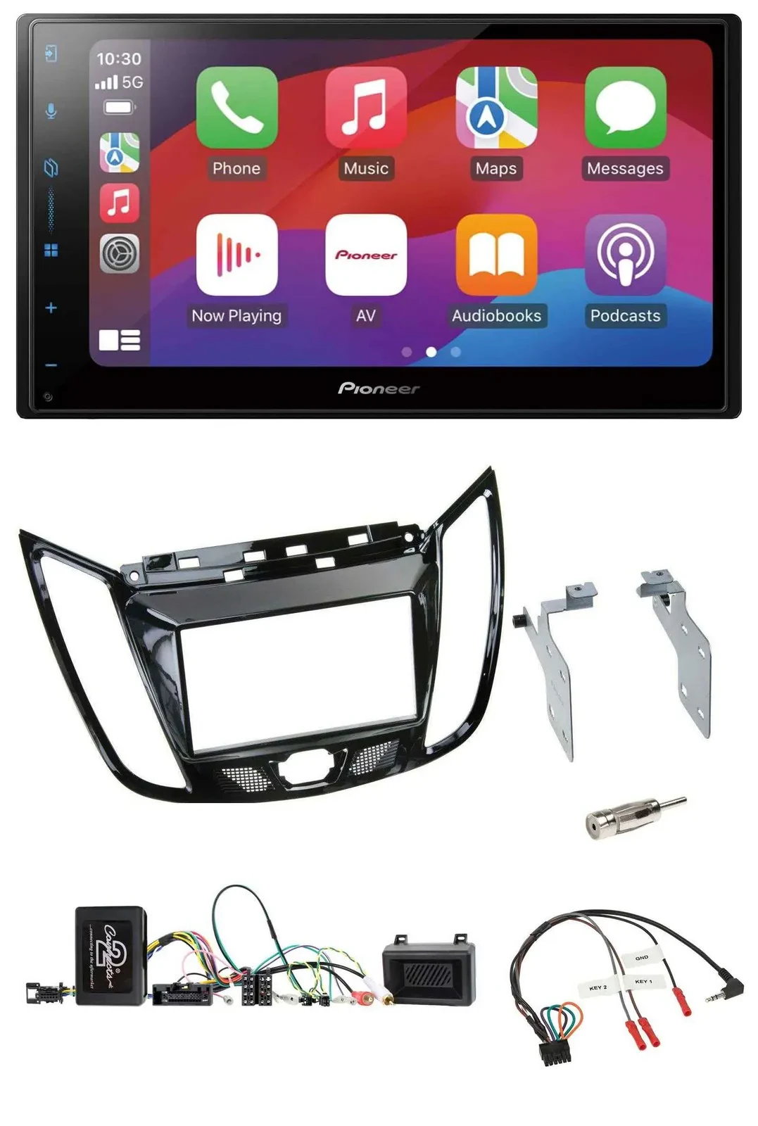 Pioneer DAB USB Lenkrad Bluetooth 2DIN Autoradio für Ford C-Max Kuga Klavierlack