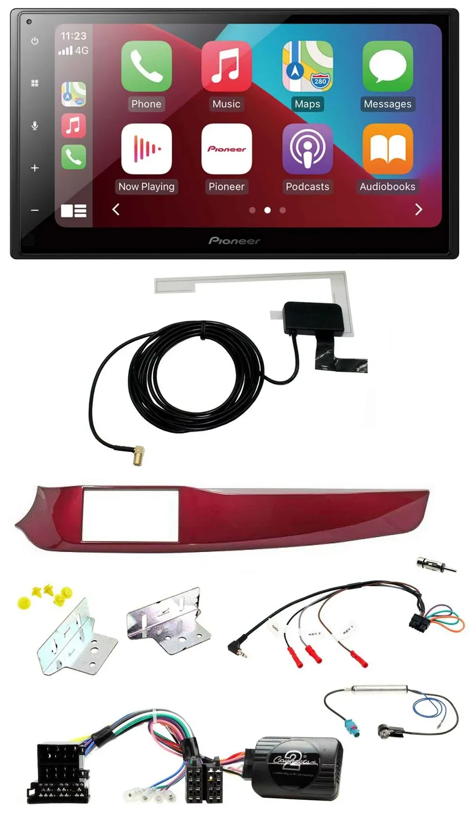 Автомагнитола Pioneer 2DIN, Bluetooth, USB, DAB, для Alfa Romeo Giulietta (940) красная