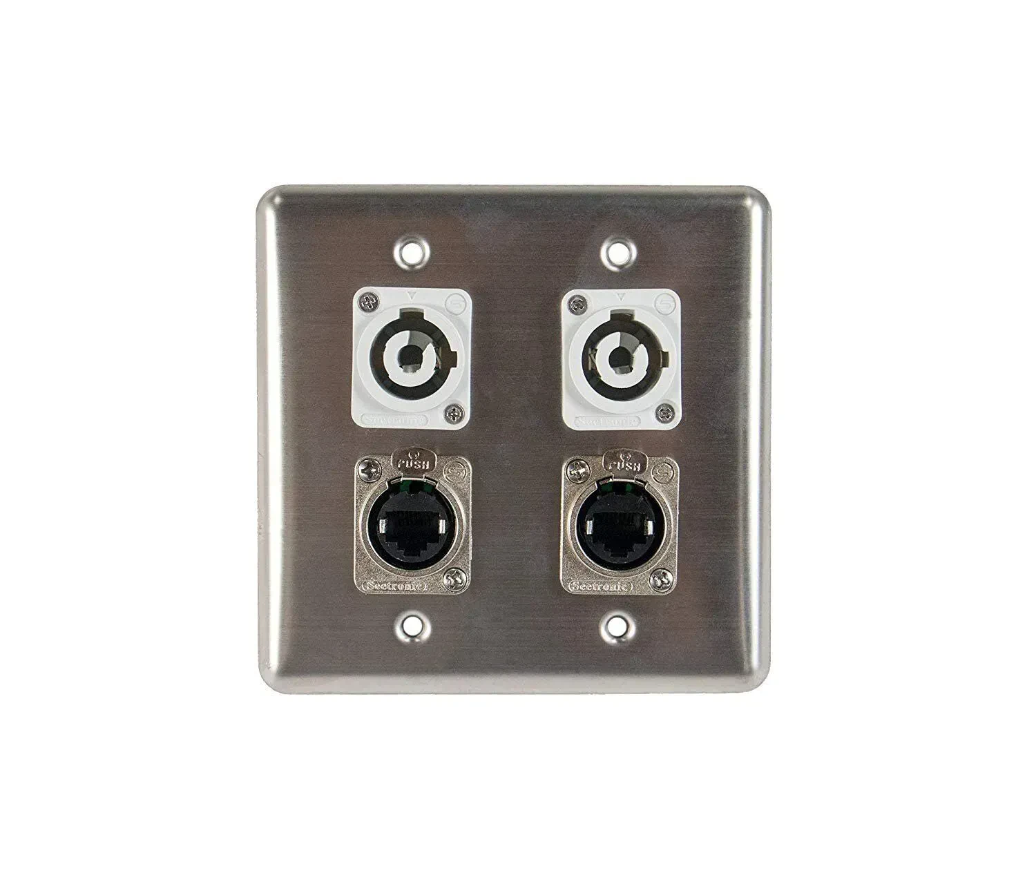 Стенная панель Elite Core Q-4-2E2PCB 4-gang, 2x Tactical Ethernet (RJ45), 2x powerCON B