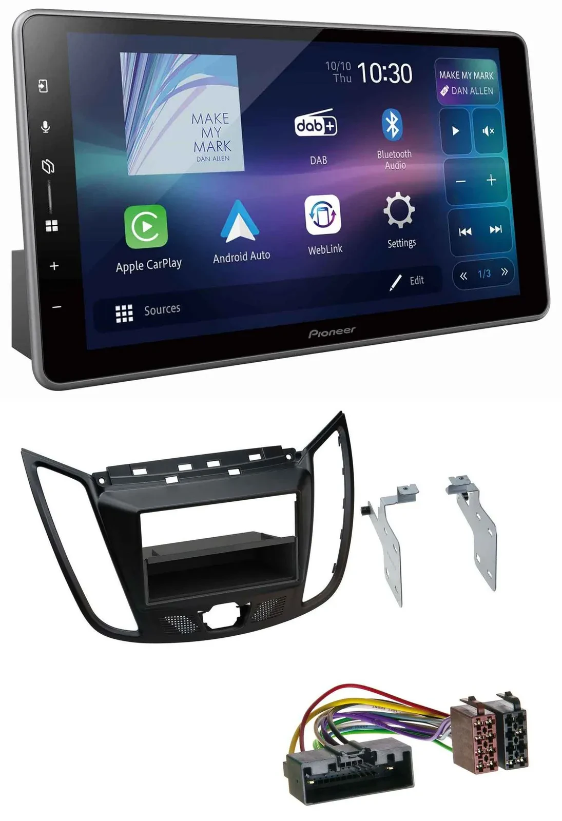 Pioneer Bluetooth USB DAB MP3 Autoradio für Ford C-Max Kuga matt schwarz