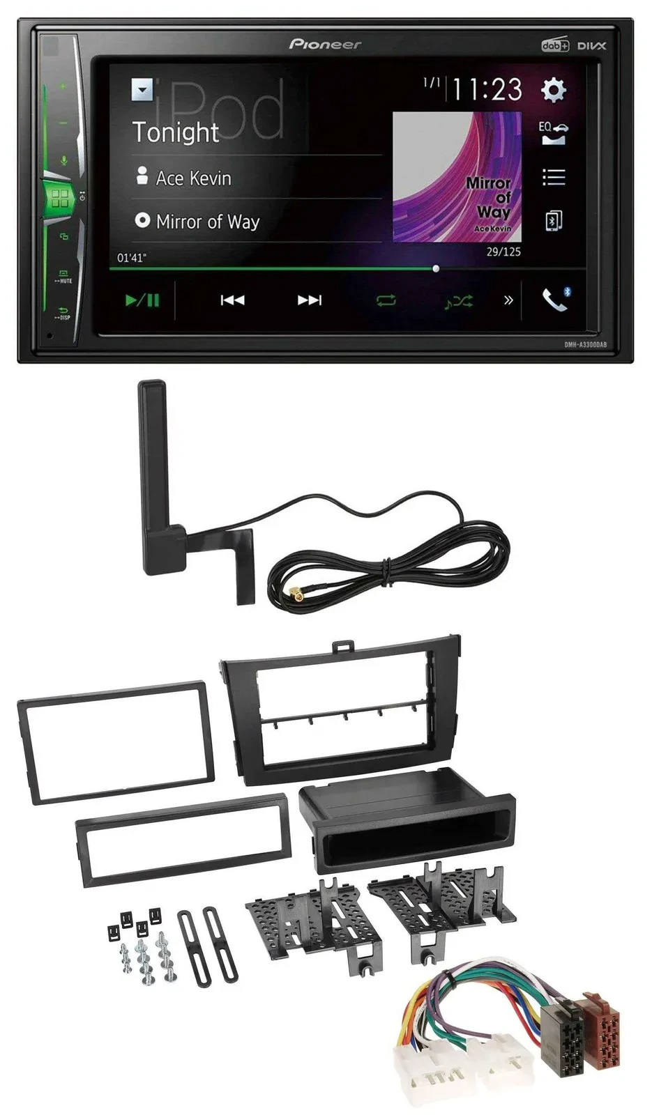 Pioneer MP3 DAB AUX 2DIN Bluetooth Autoradio für Toyota Corolla 09-13 schwarz