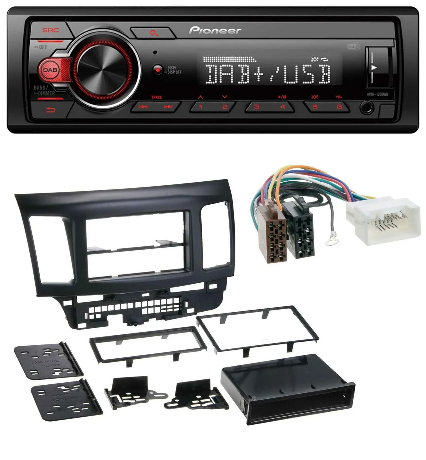 Pioneer MP3 1DIN DAB USB AUX Autoradio für Mitsubishi Evo Lancer (ab 2008)