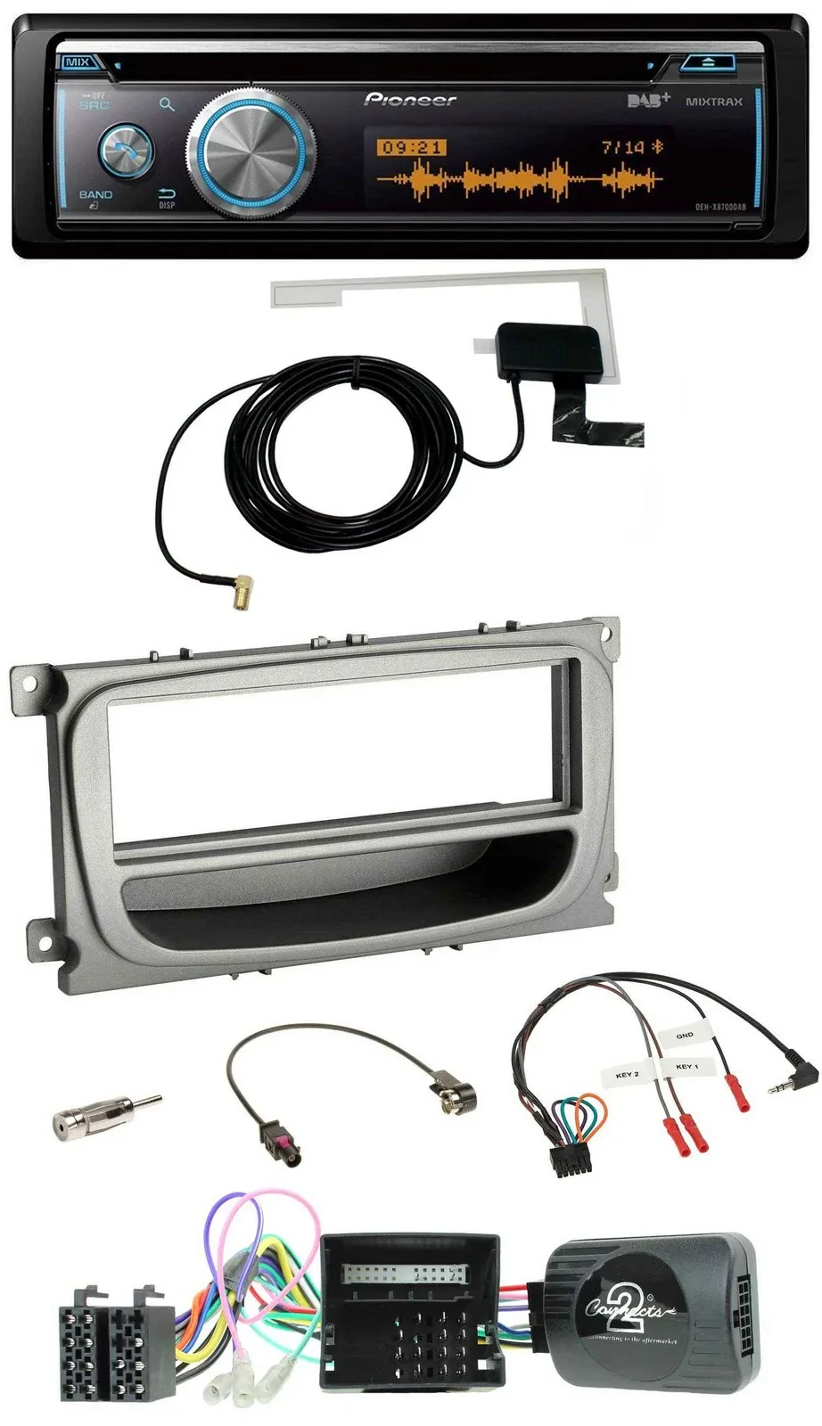 Автомагнитола Pioneer Bluetooth DAB USB CD для Ford S-Max/Mondeo (2007–2014), поддержка кнопок на руле, CAN