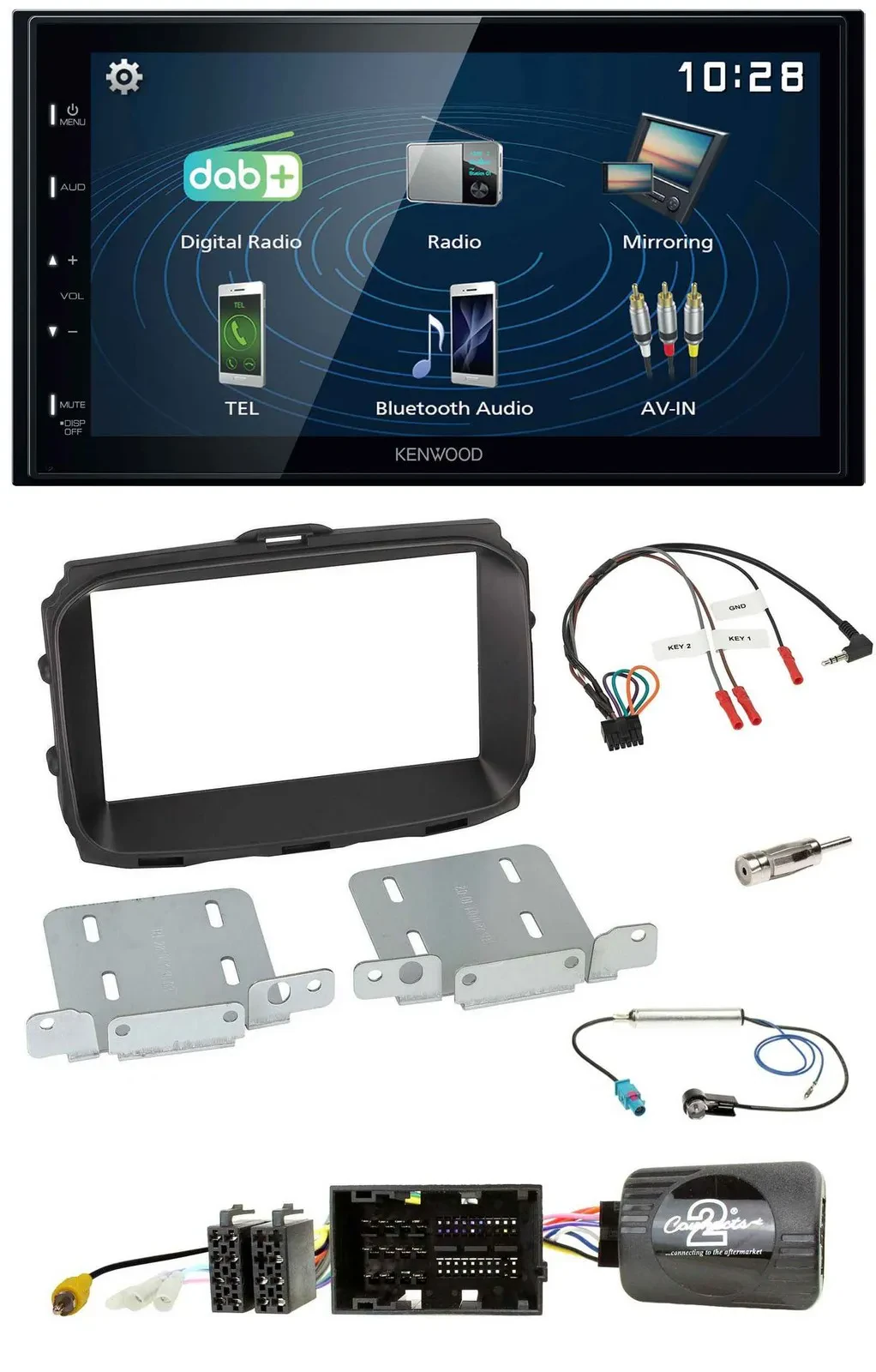 Автомагнитола Kenwood 2DIN Bluetooth USB DAB для Alfa Romeo Giulietta (2013–2021), поддержка управления с руля