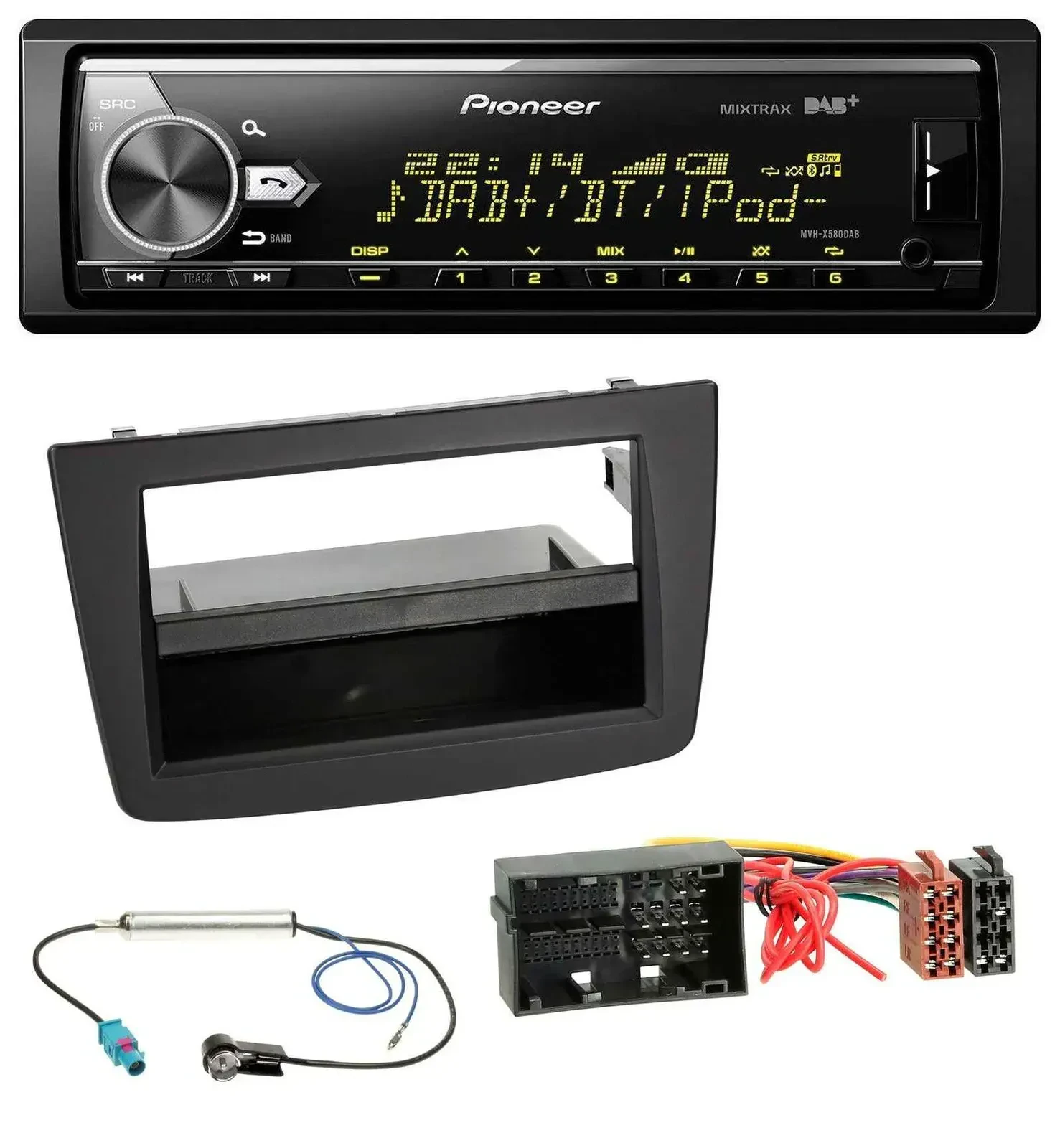 Автомагнитола Pioneer Bluetooth, USB, DAB, MP3, для Alfa Romeo Mito (955, с 2014), чёрная