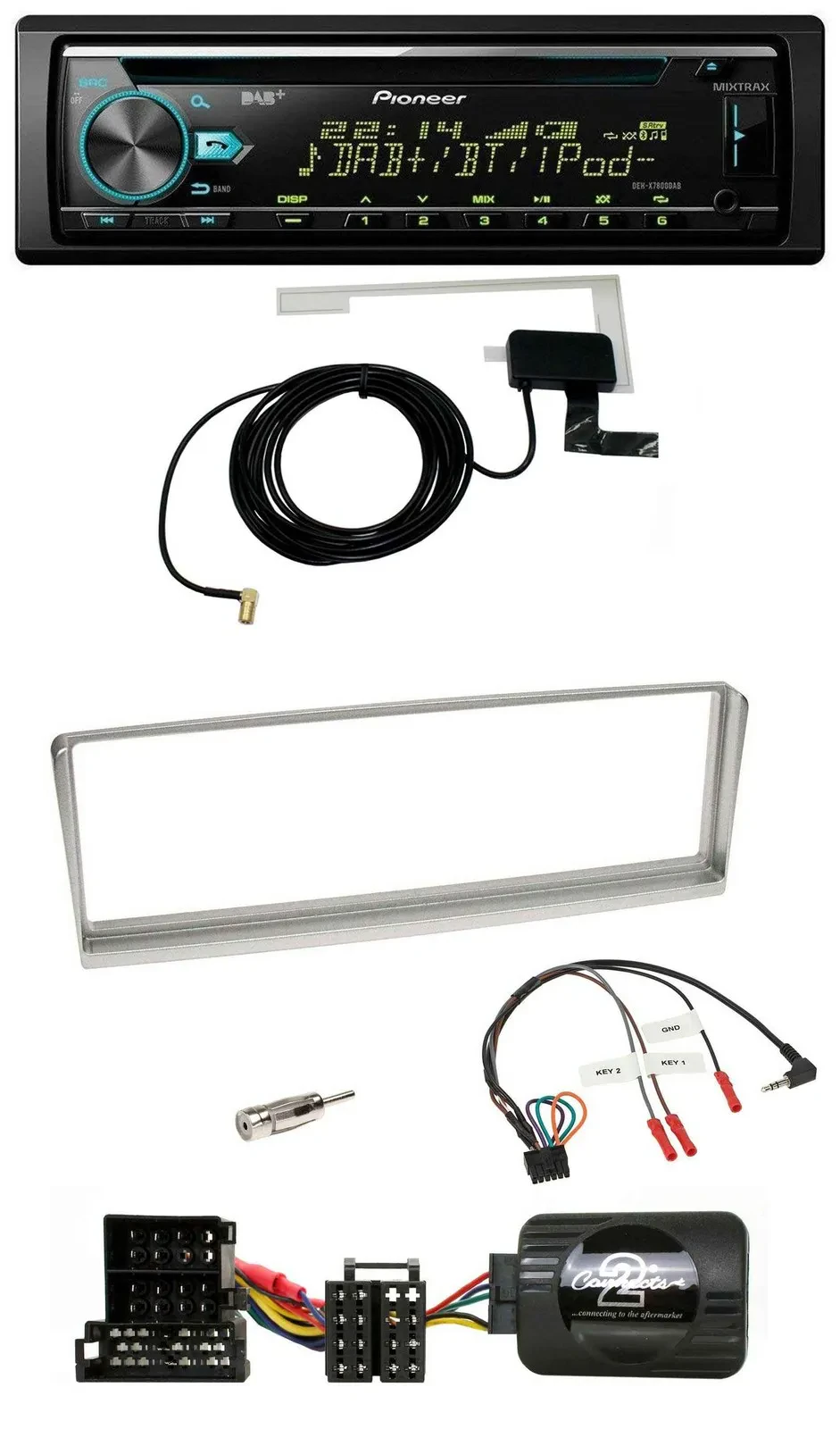 Автомагнитола для Alfa Romeo 156 (2002–2003) Pioneer CD/USB/DAB, поддержка управления с руля, серебристый