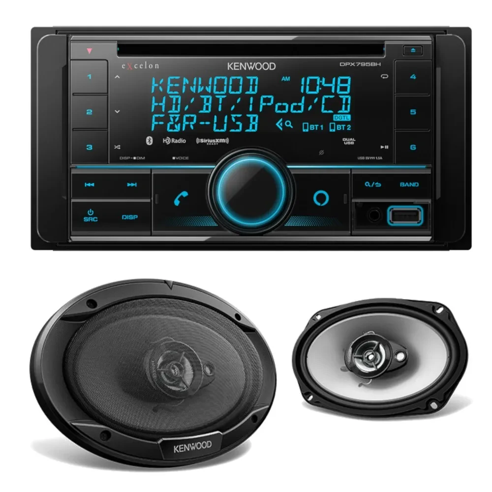 Kenwood DPX795BH Double-DIN CD Multimedia Receiver + 6x9" Coaxial Car Speakers