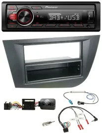 Автомагнитола Pioneer 1-DIN, DAB, USB, поддержка управления на руле, для Seat Leon 2005–2010, черный