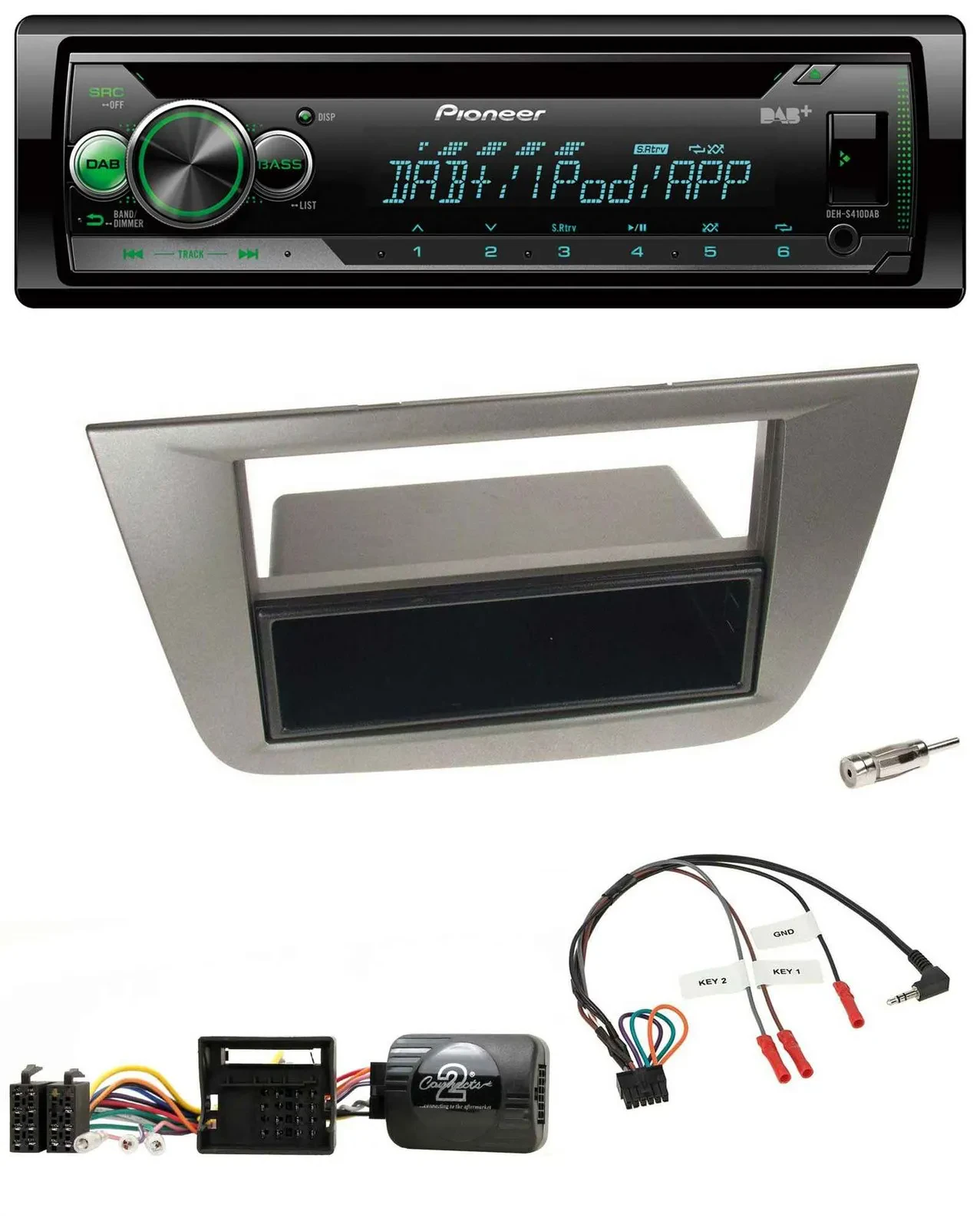 Автомагнитола Pioneer USB, MP3, DAB, CD для Seat Toledo/Altea (2004–2009), антрацит, поддержка кнопок на руле