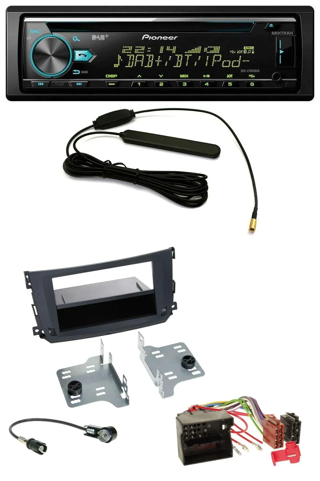 Pioneer CD MP3 AUX DAB USB Autoradio für Smart ForTwo (451, 2010-2015)