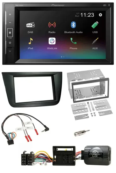 Pioneer DAB Lenkrad 2DIN Bluetooth USB Autoradio für Seat Altea Toledo schwarz