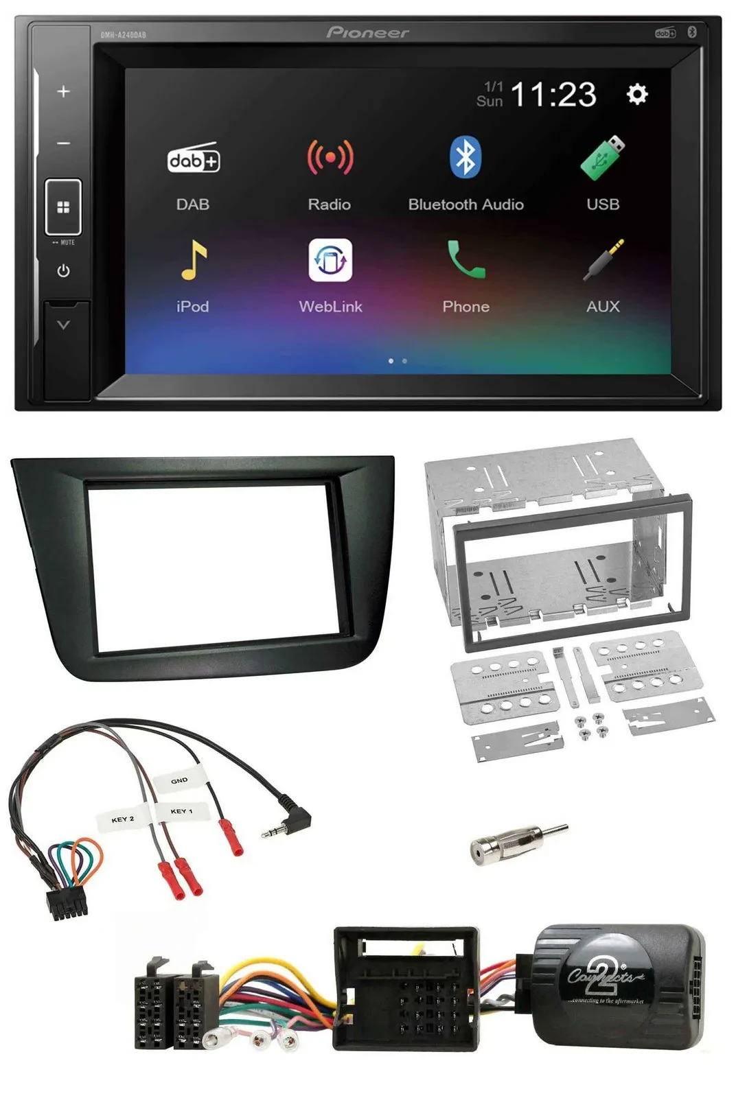 Автомагнитола Pioneer 2DIN DAB Bluetooth USB для Seat Altea/Toledo, черный