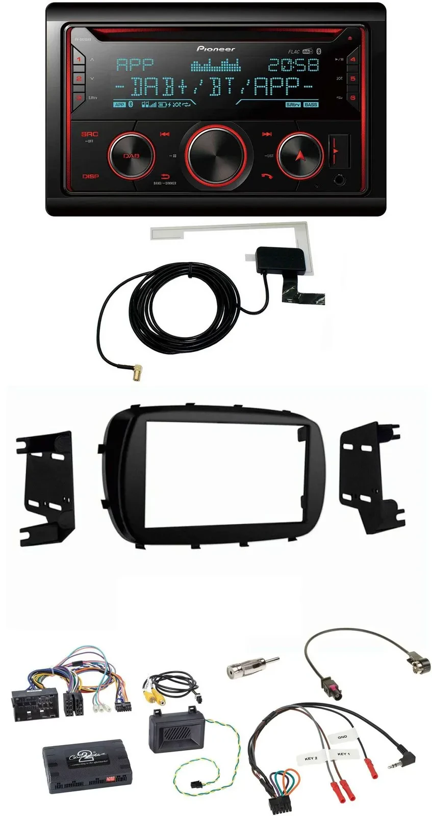 Pioneer 2DIN Lenkrad DAB USB CD Bluetooth Autoradio für Fiat 500X ab 2014