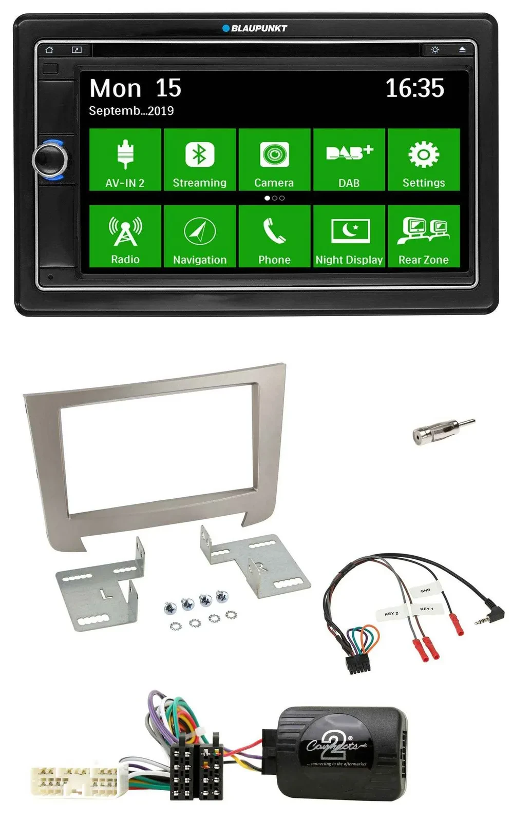 Blaupunkt Bluetooth 2DIN Lenkrad DAB USB TMC Navigation für SSangYong Rexton ab