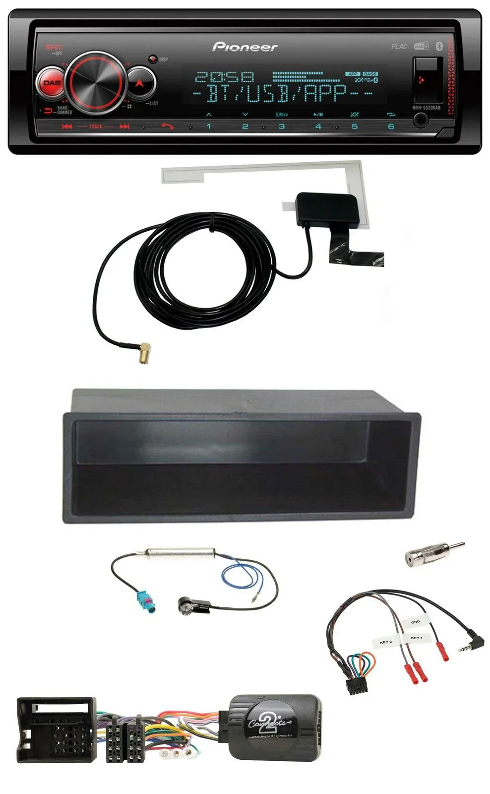 Pioneer Bluetooth DAB USB Lenkrad Autoradio für VW Polo Passat Ablagefach