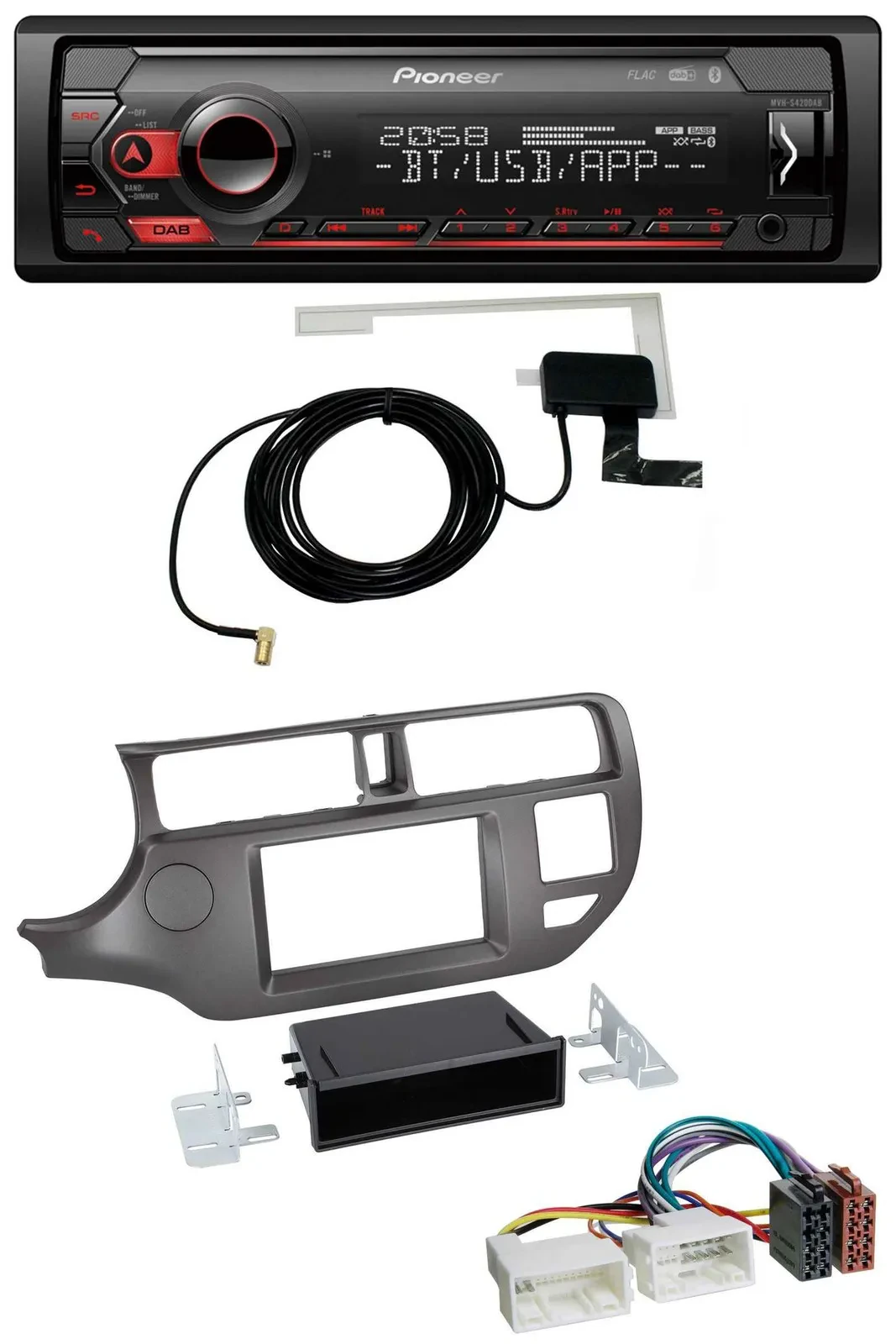 Автомагнитола для Kia Rio UB 2011–2014 Pioneer DAB, USB, MP3, Bluetooth, антрацит
