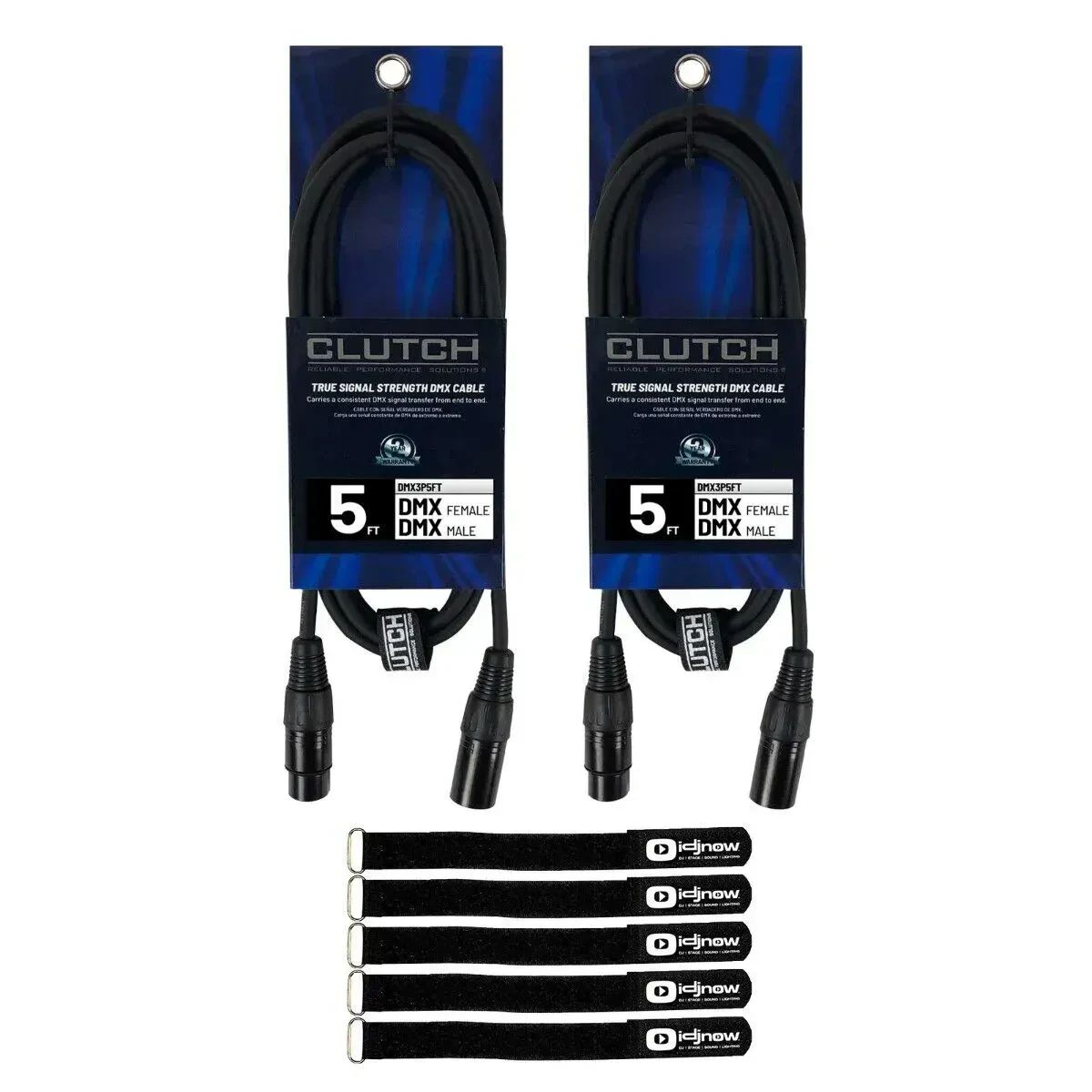 DMX-кабель CLUTCH DMX3P5FT-2PACK Black 1.5 м с аксессуарами (пара)