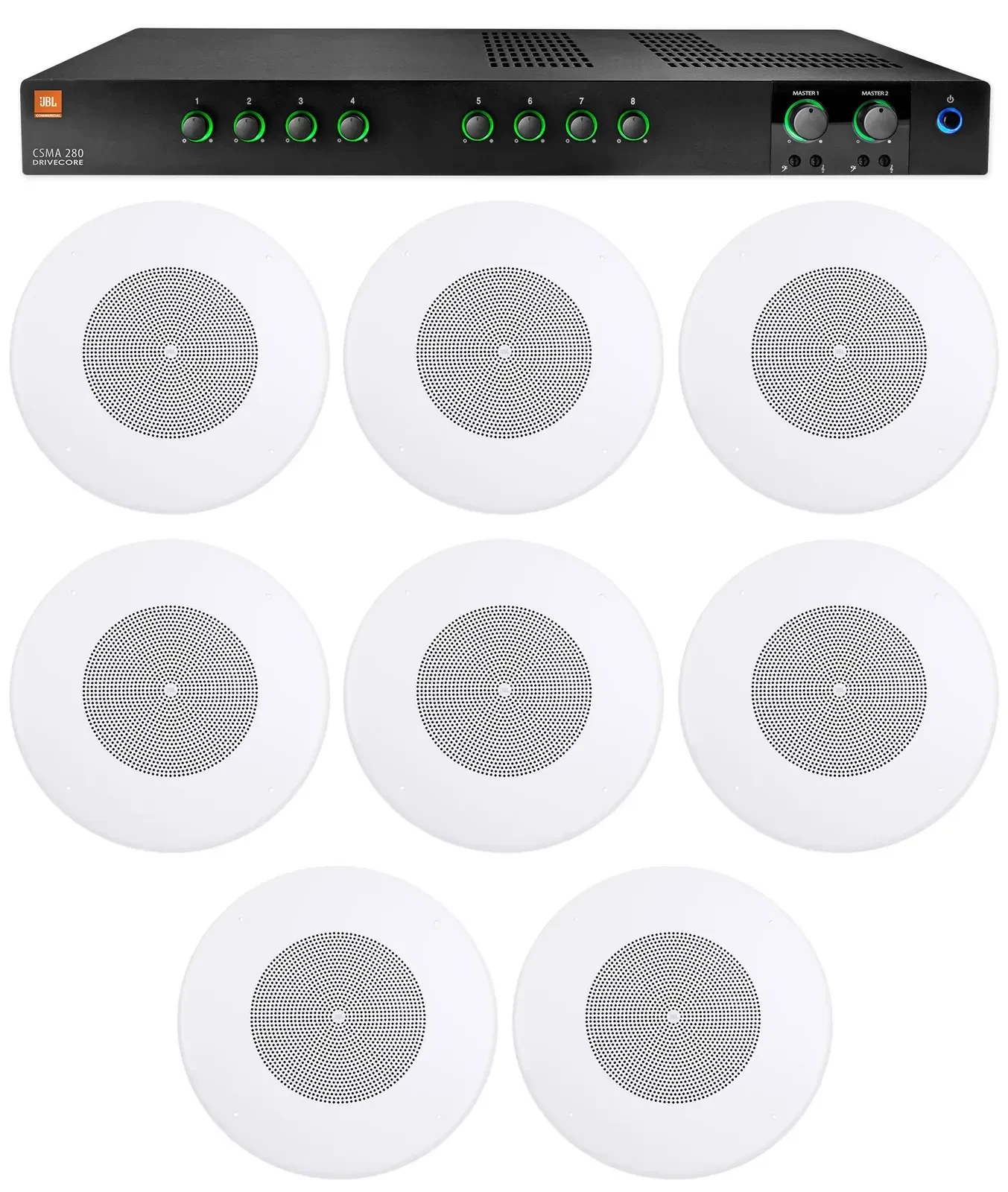 Потолочная акустика JBL CSS8018 White с усилителем (8 штук)