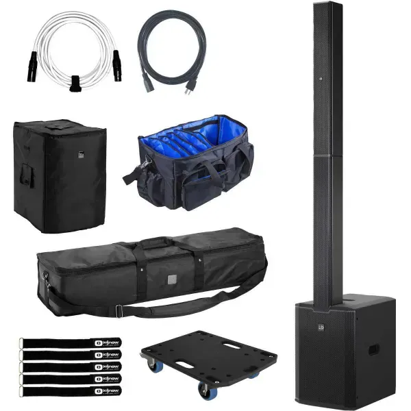 LD Systems MAUI 28 G3 Black Compact PA DJ Column Speaker System w Tote Bags &...