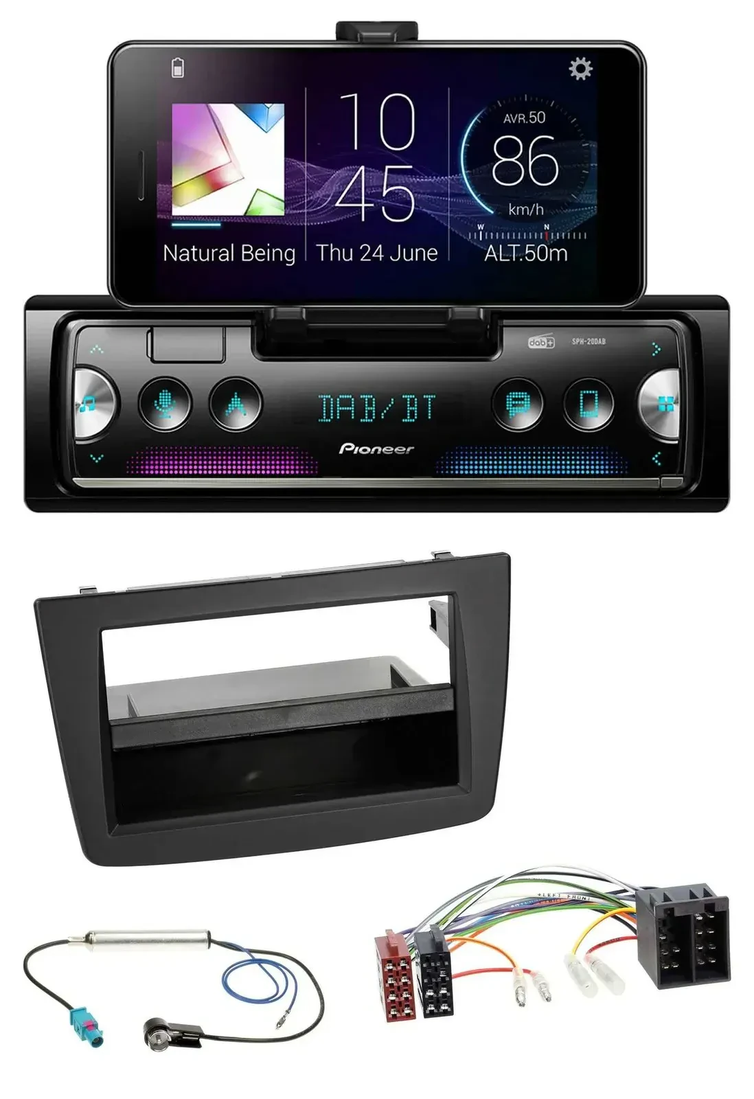 Автомагнитола для Alfa Romeo Mito 955 (2008–2014) Pioneer USB MP3 Bluetooth DAB, ISO, черный