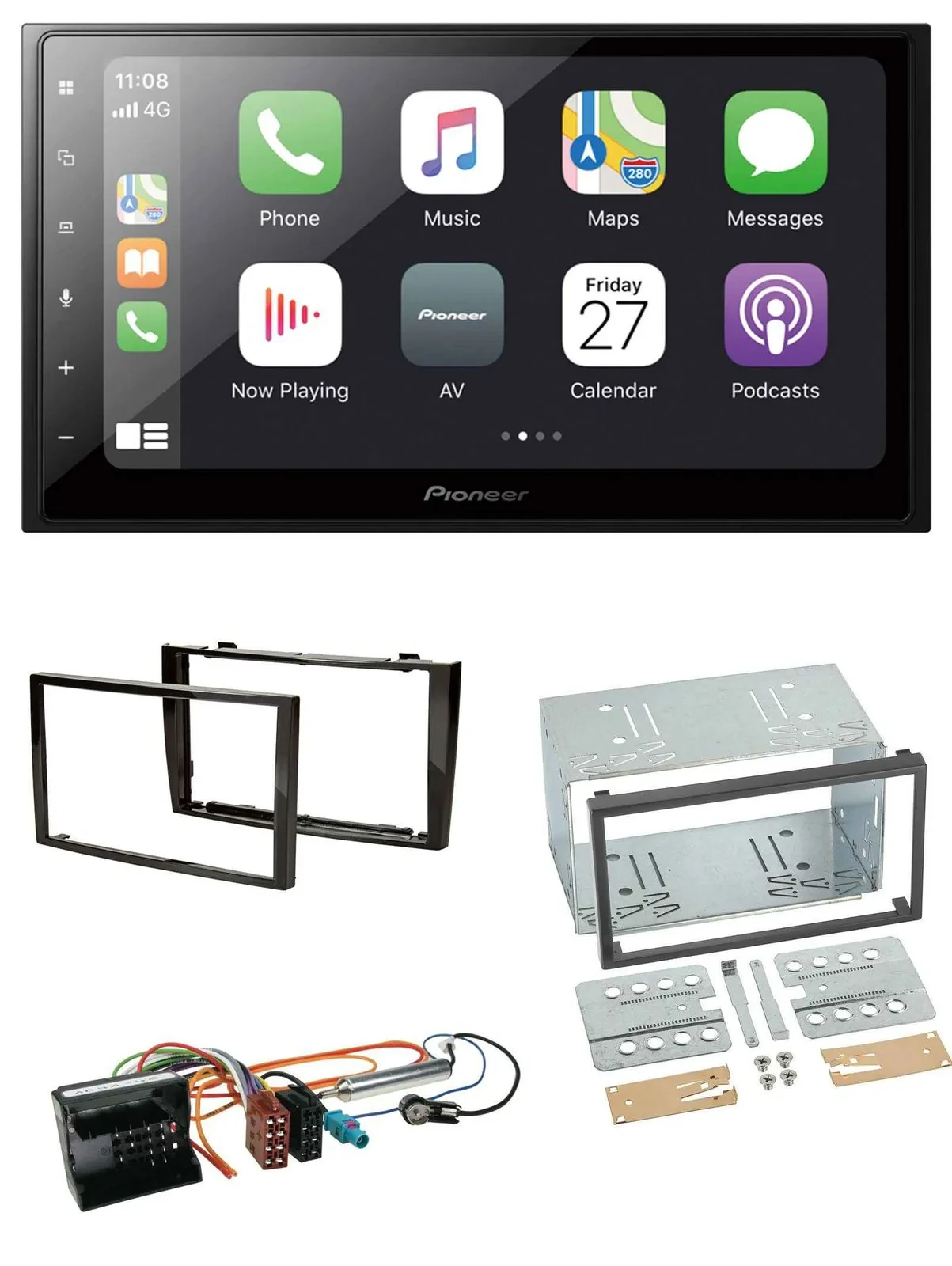 Автомагнитола Pioneer 2 DIN, Bluetooth, DAB, USB, MP3, чёрная, для Peugeot 308 (2007–2009)