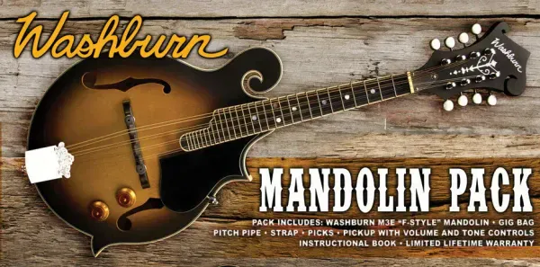 Washburn M3EK F-Style Electric Mandolin Starter Pack - Tobacco Sunburst