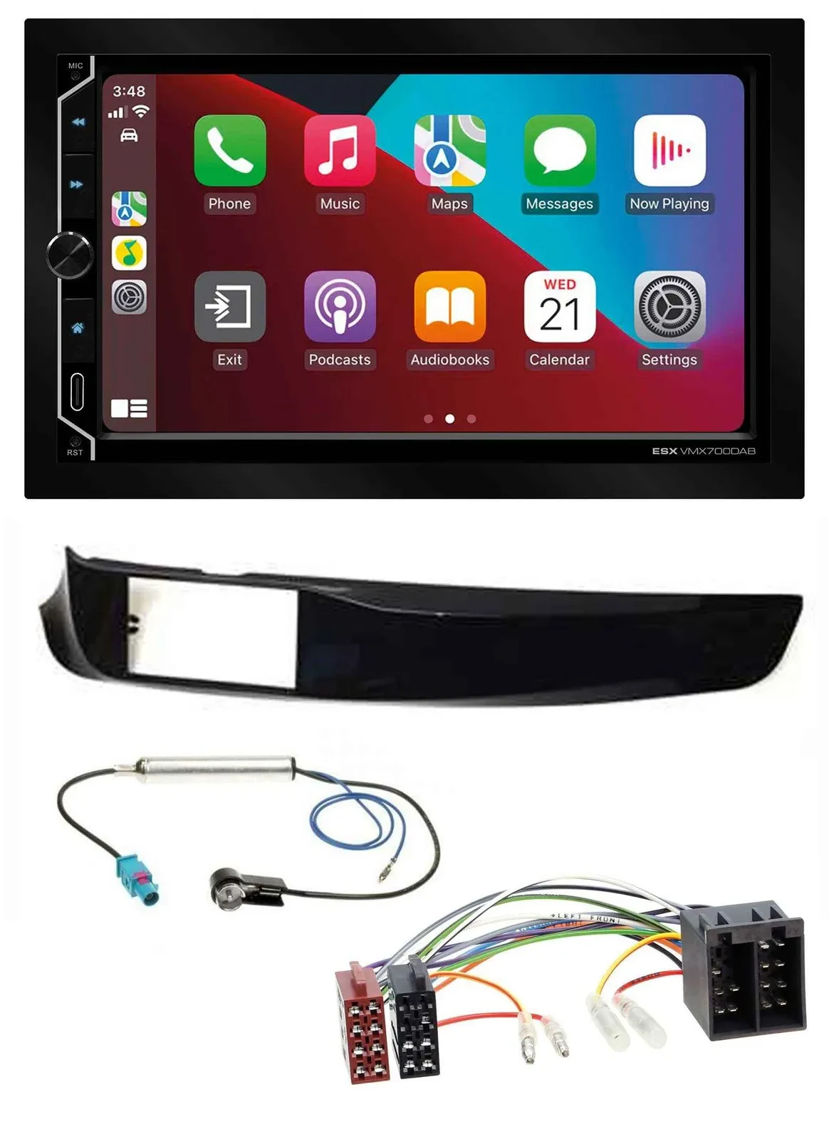 ESX 2DIN DAB USB MP3 Bluetooth Autoradio für Alfa Giulietta schwarz glänzend pia