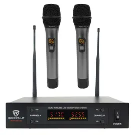 Rockville RWM65U Dual UHF 15 Channel Metal Handheld Wireless Microphone System