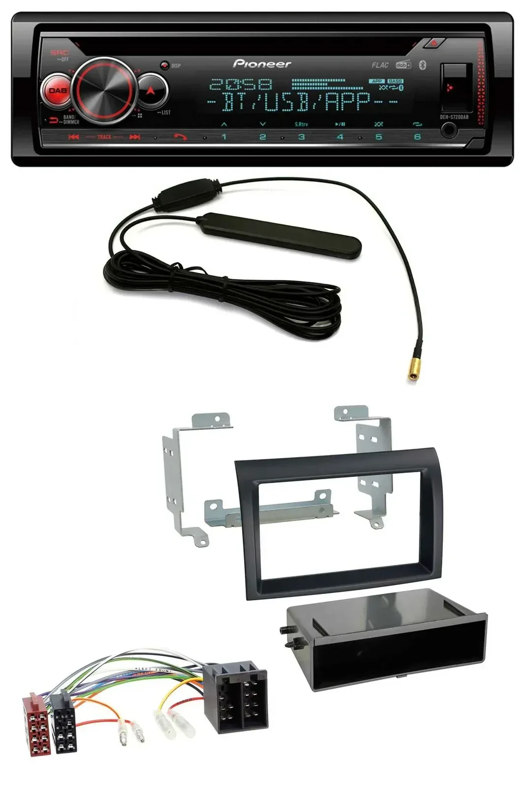 Автомагнитола Pioneer USB DAB MP3 Bluetooth CD для Fiat Ducato (2006–2010), чёрная