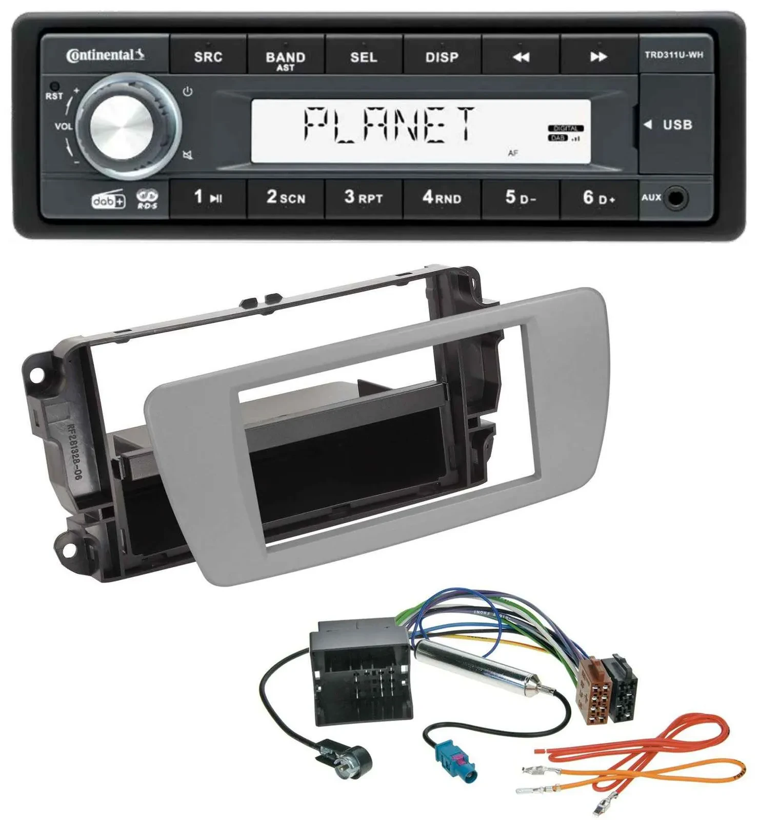 Continental MP3 AUX USB DAB 1DIN Autoradio für Seat Ibiza (ab 08) - dublingrau