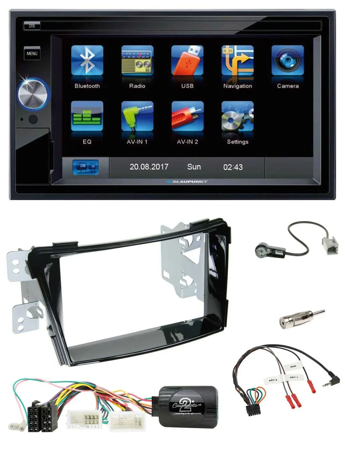 Blaupunkt Lenkrad USB Bluetooth TMC 2DIN Navigation für Hyundai i40 ab 2011 VF K