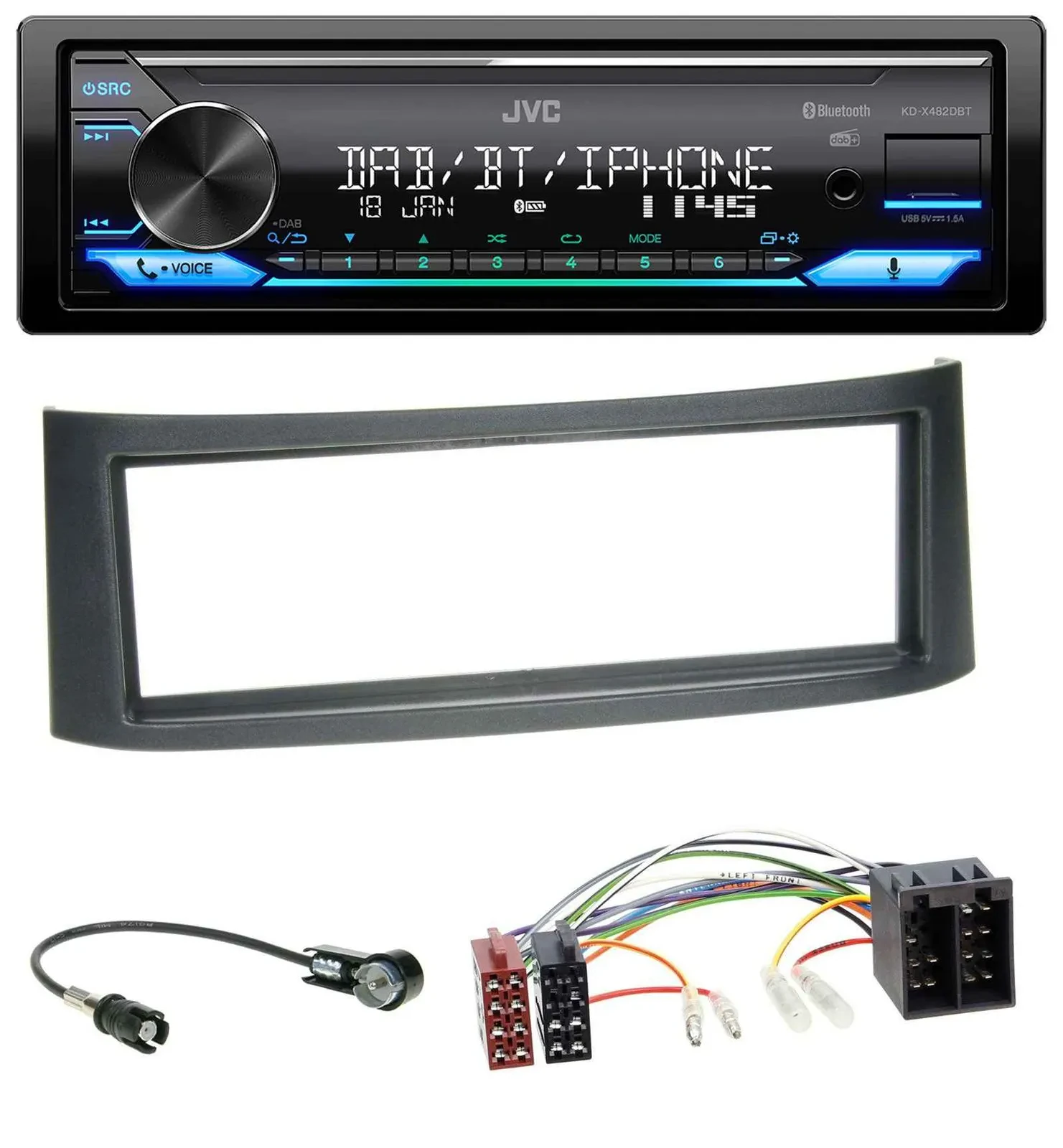 JVC Bluetooth DAB USB MP3 Autoradio für Smart Roadster (452)