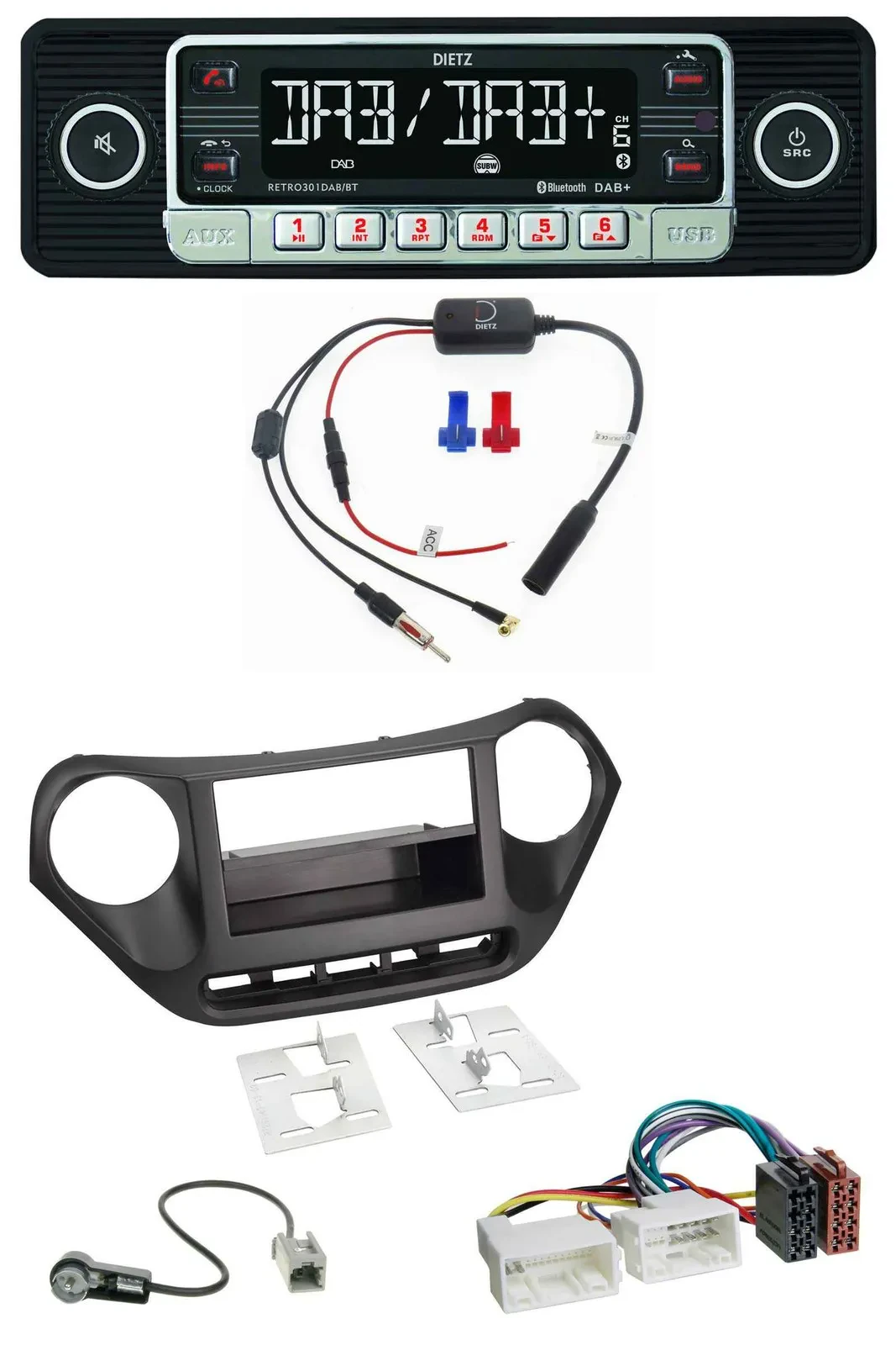 Dietz MP3 DAB Bluetooth USB Autoradio für Hyundai i10 (ab 2013)