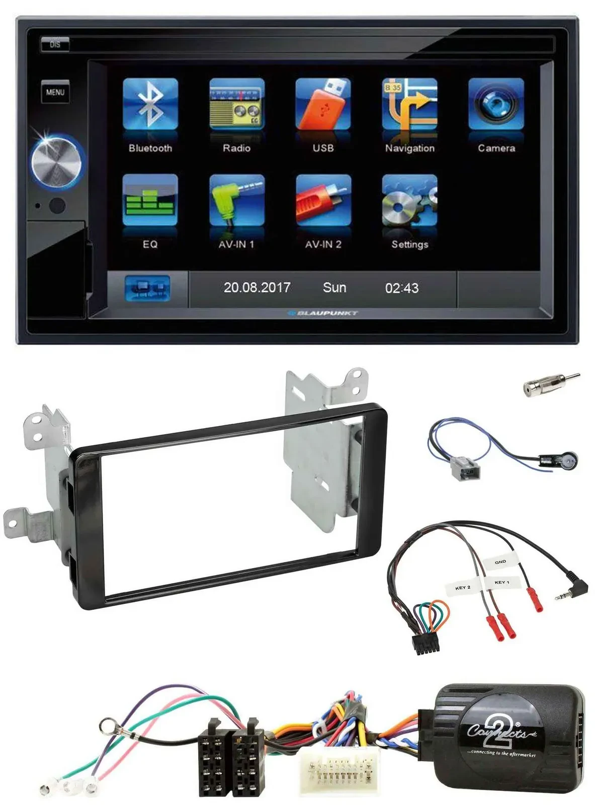 Blaupunkt 2DIN Bluetooth TMC USB Lenkrad SD Navigation für Mitsubishi ab 2012 Ou