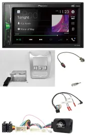 Pioneer 2DIN Lenkrad DAB USB Bluetooth Autoradio für Dacia ab 2012 hellsilber