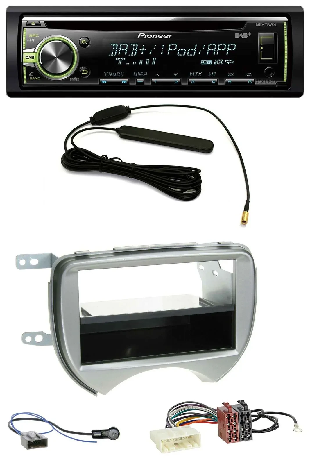 Автомагнитола для Nissan Micra (2010–2013, K13) Pioneer MP3 USB CD DAB AUX серебристая