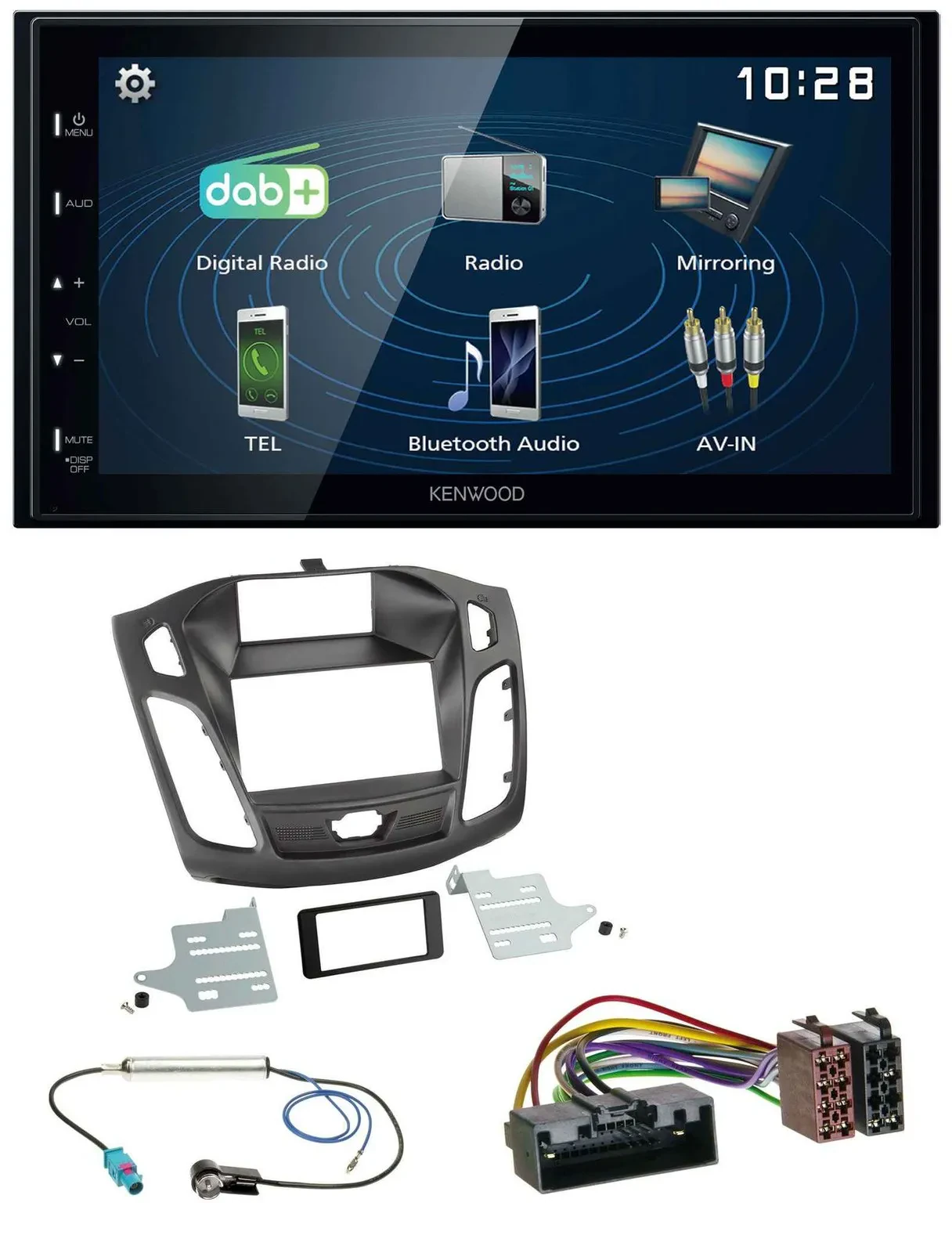 Kenwood 2DIN Bluetooth MP3 USB DAB Autoradio für Ford Focus (2011-2014)
